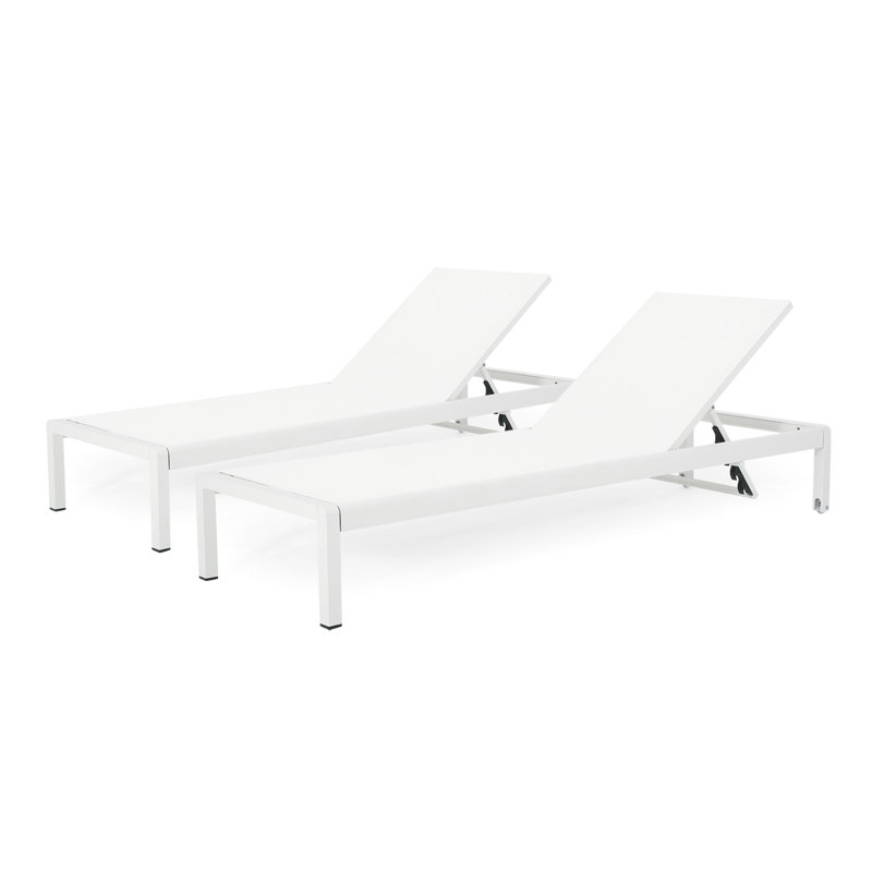 2 méridiennes blanches en aluminium et perméables à l'air perméables à l'air, assise réglable, de 2