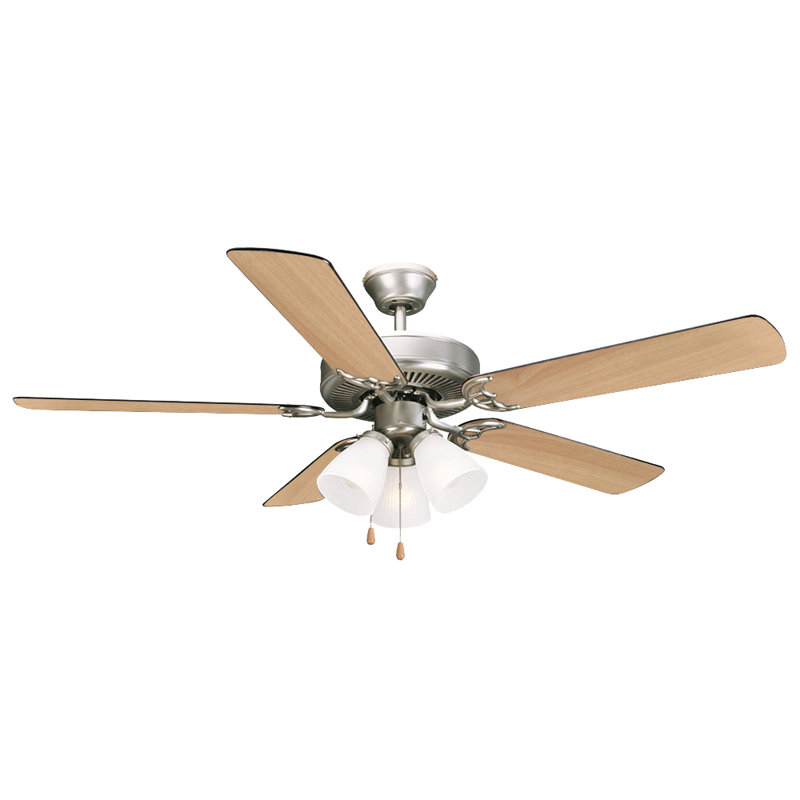 Kalona 52'' Ceiling Fan with Light Kit, Satin Nickel