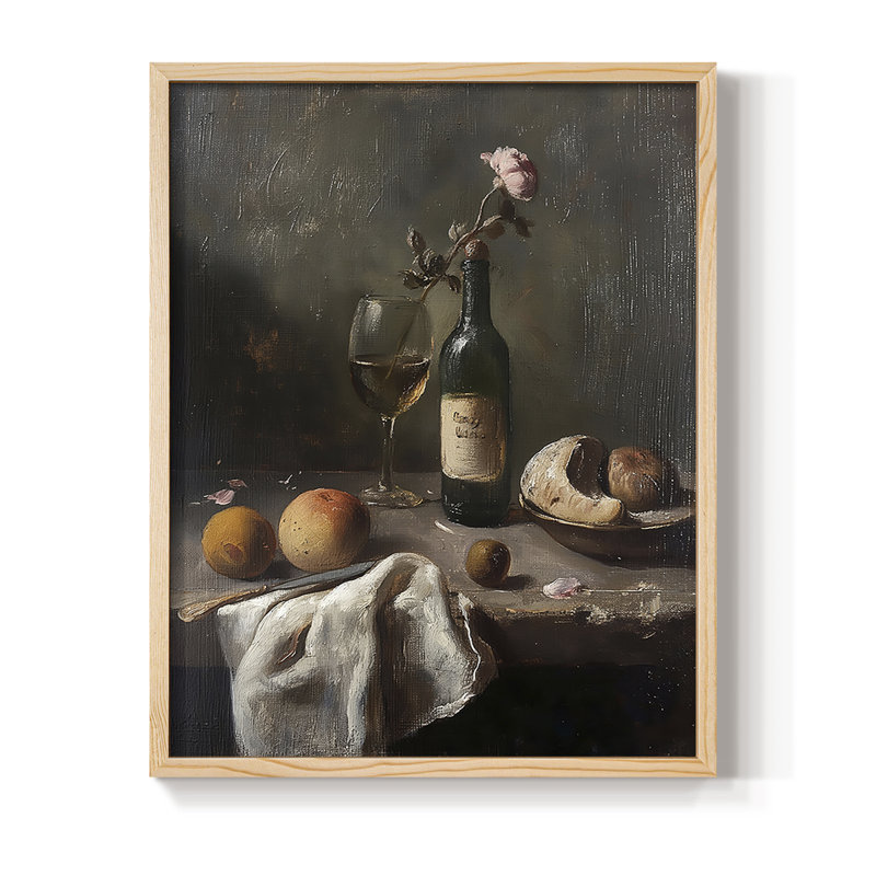 Reproduction encadrée FLORAL Series DCCxxv - bois massif, H 21 po x l 17 po, Naturel