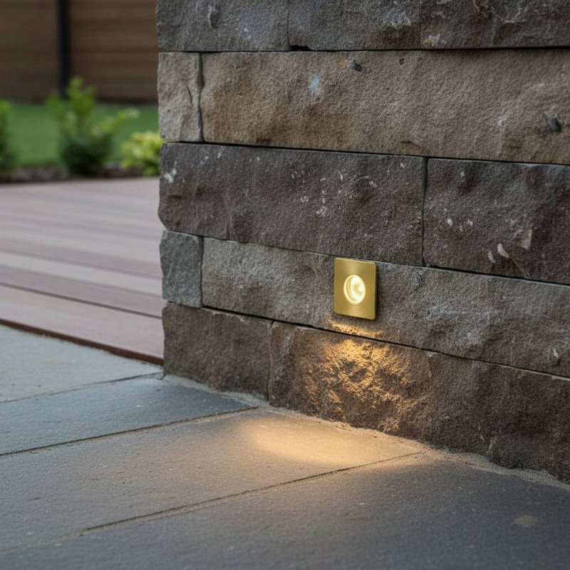 UltraBeam 1 Watt Square Brass Recessed Decking & Ground Light - IP67 Waterproof
