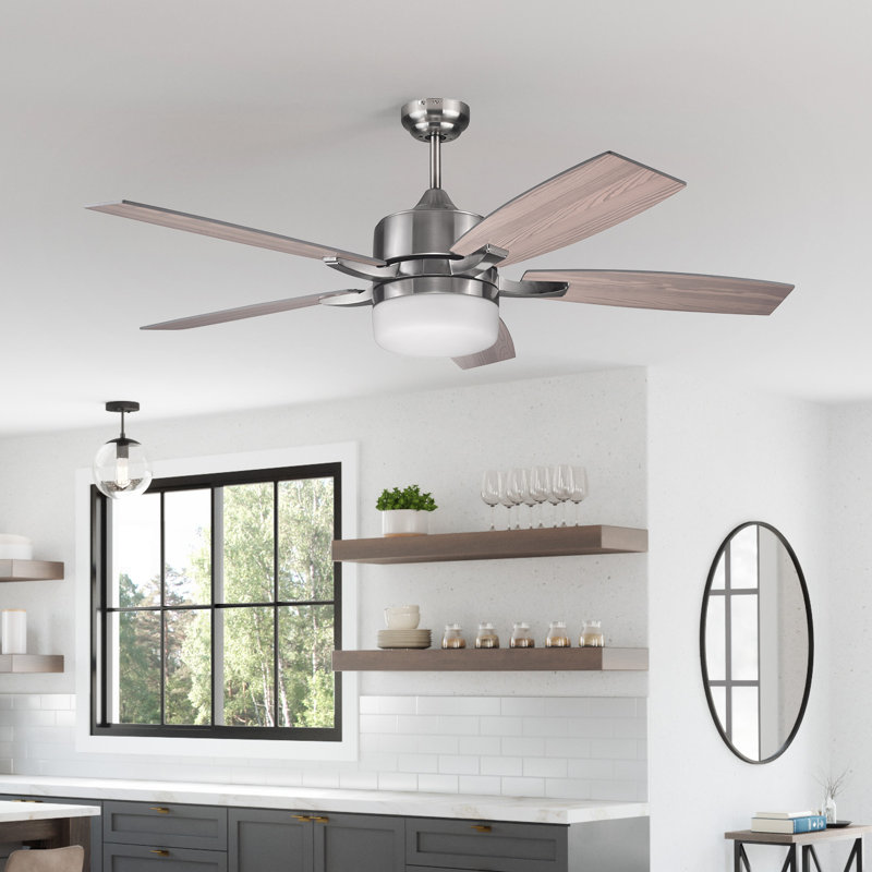 Ventilateur de plafond à DEL Grayson en nickel brossé de 52 pouces