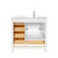 Meuble-lavabo autoportant 36 po Anvay en blanc mat avec plateau en marbre de Carrare-895541830-889296418