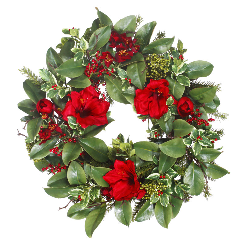 Holiday Garden Amaryllis 24'' Wreath