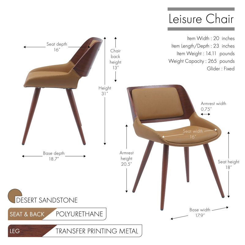 Ayrton Faux Leather Mid-Century Dining Chair, Desert Sandstone