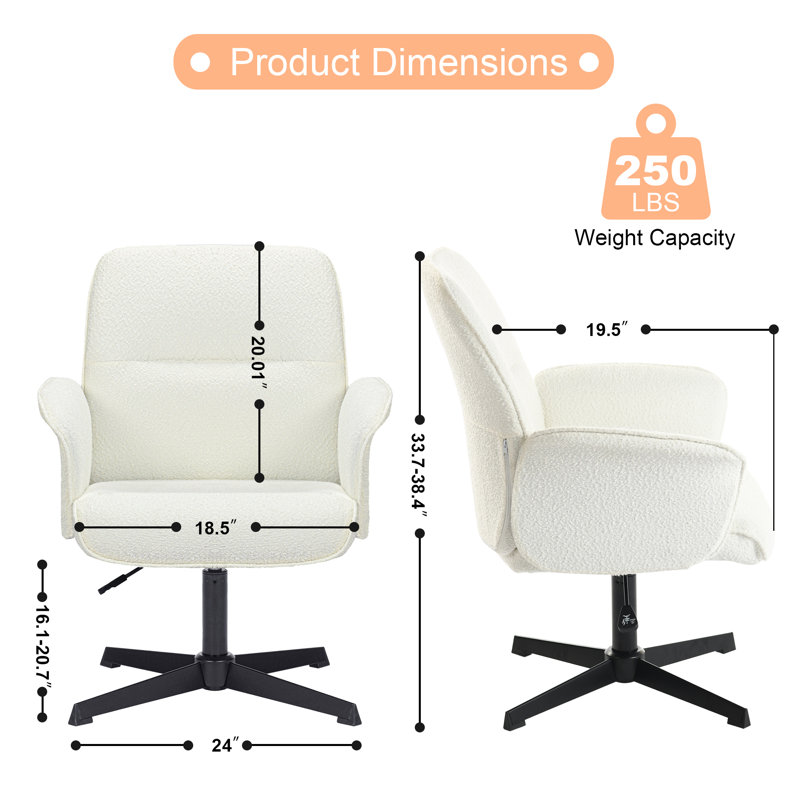 Modern Swivel Accent Chairs Upholstered Fabric Armchairs with Adjustable Height & No-Wheel Base for Living Room Bedroom or Office
