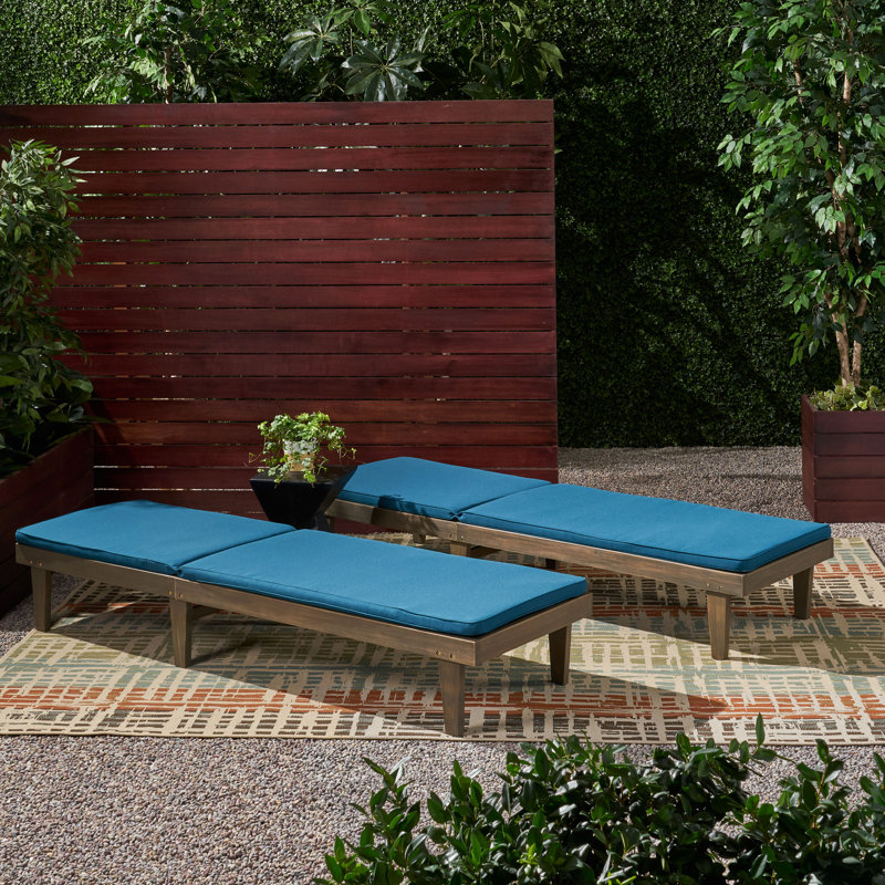 Chaise longue avec coussins Muir Sun, Structure grise / coussin bleu