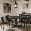 Table de salle à manger ronde à piédestal en bois massif gris anthracite et panneau de fibres à densité moyenne avec base à piédestal, style campagne moderne pour la salle à manger-1672111698-1672111696