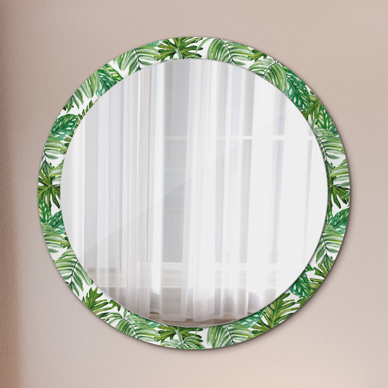 Huldar Glass Flat Wall Mirror, Plants green