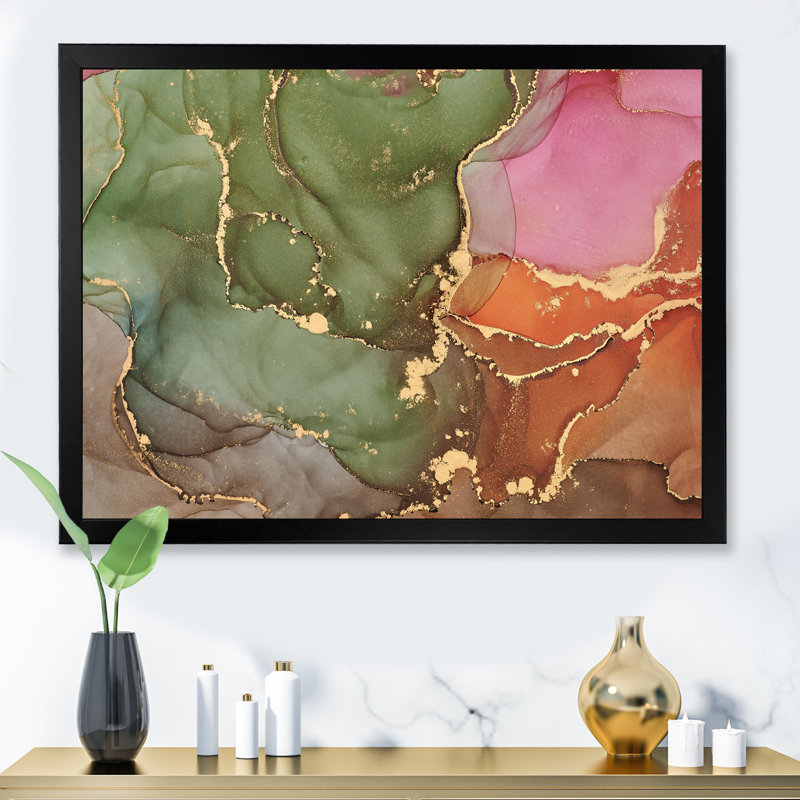 «Mauve et vert», reproduction d'art sur toile, H 34 po x l 44 po x P 1,5 po, Cadre noir