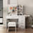 Stylish Vanity Desk with Adjustable Lighting, Open Shelves, and 5 Drawers for Organized Makeup Storage