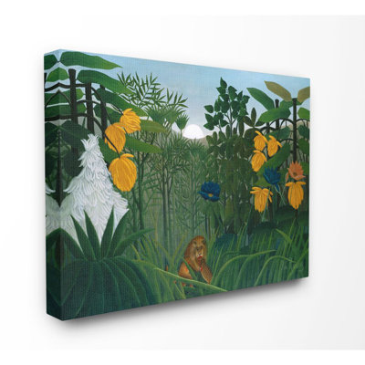 «Jungle Sunrise Lion conflit Illustration» par Henri Rousseau, reproduction d'art