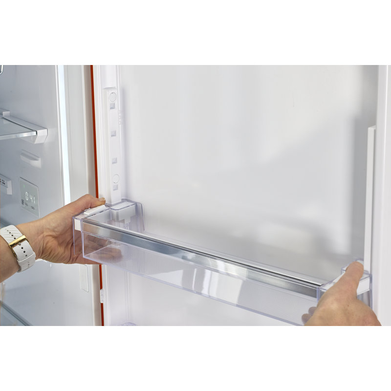 Creamsicle Orange Retro Bottom Freezer Refrigerator with Chrome Handles