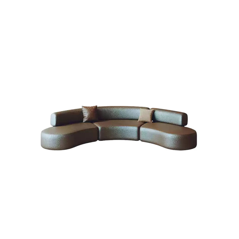 Canapé d'angle courbé en demi-cercle brun, H 25,59 po x l 141,73 po x P 33,47 po