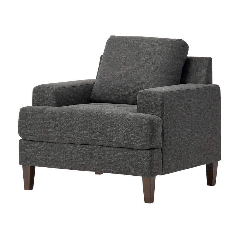 Fauteuil capitonné l 37 po, Mélange de polyester gris foncé / mélange de co