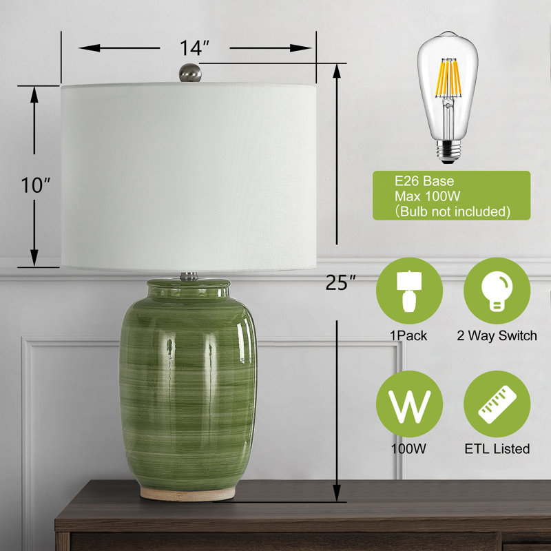 Lampe de table 25 po Carmeletta, Vert