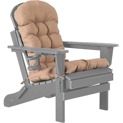 Folding Adirondack Chairs With Cushion, Hdpe Oversized Patio Chair Weather Resistant
