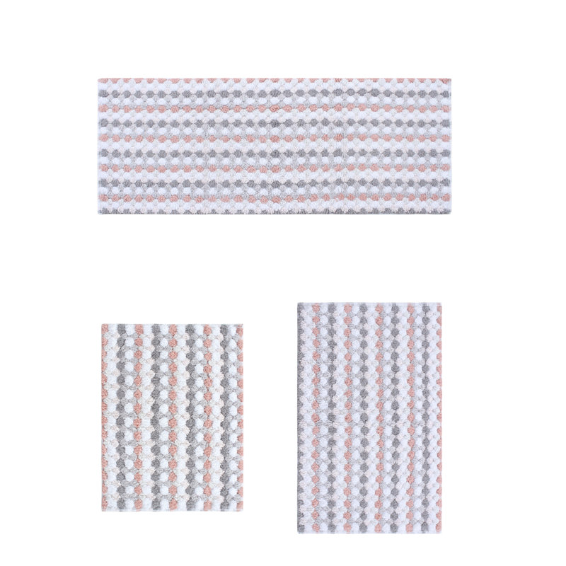 Macek 100% Cotton Bathroom Rug, Non Slip Bath Mat Machine Washable - 3PC Set with Runner, Orange