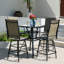 Ensemble de 4 tabourets de bar pivotants avec tissu textilène résistant aux intempéries Sour Citrus pour terrasse, bord de piscine, jardin, porche, brun