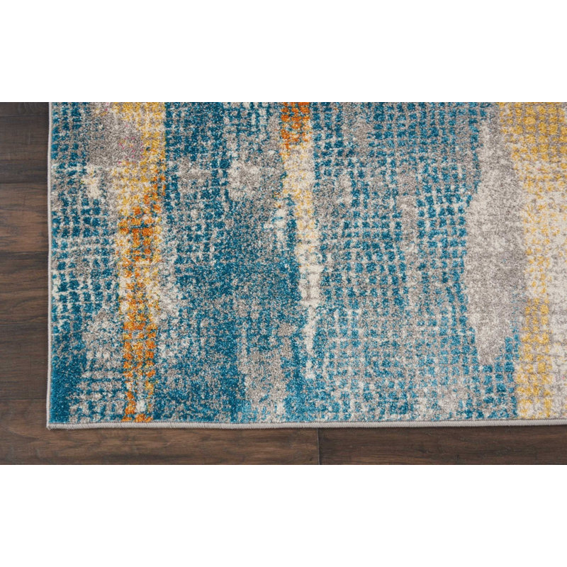 Reversible Grey and Multicolor Geometric 8' x 10' Synthetic Area Rug