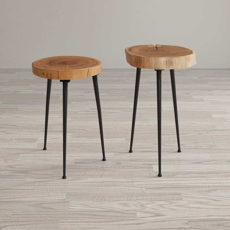 Brieta Solid Wood Top End Table Set