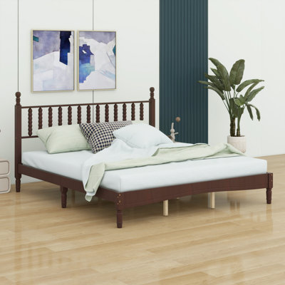 Lit plateforme en bois avec tête de lit en forme de gourde, lit plateforme de style rétro avec support à lattes en bois