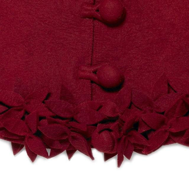 Overlapping Flowers Christmas Tree Skirt, Maroon, 72" W