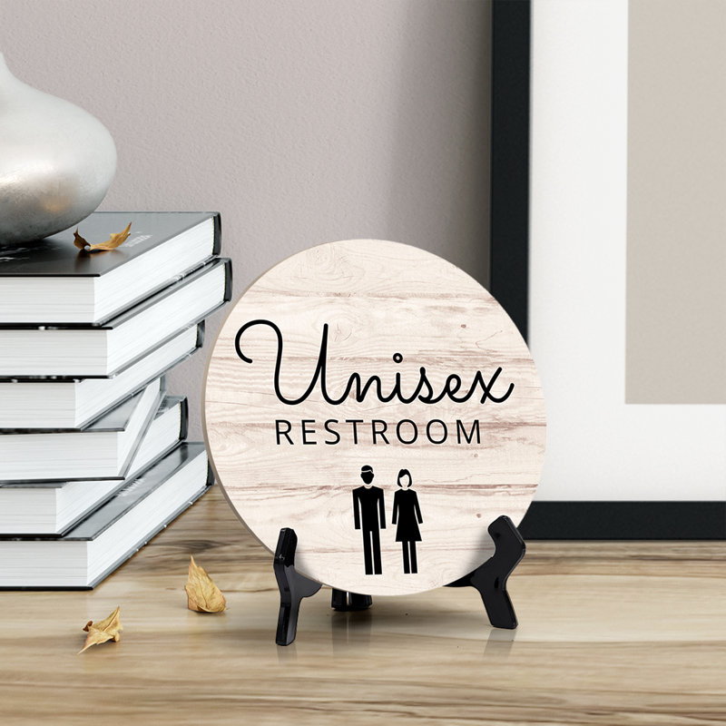 Plaque de salle de bain ronde ronde unisexe avec chevalet en acrylique