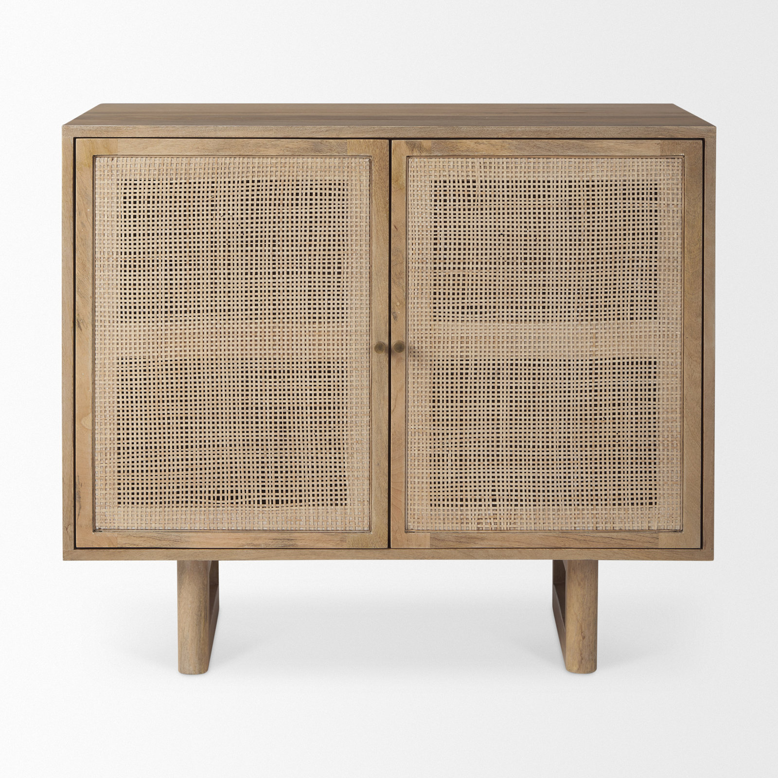 Cinna Solid Wood 2-Door Accent Cabinet, Light Brown