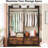 47.2" Rustic Brown Freestanding Closet Organizer, Heavy-Duty Garment Rack with 4 Drawers, 8 Hooks, Shelves, and Hanging Rod f