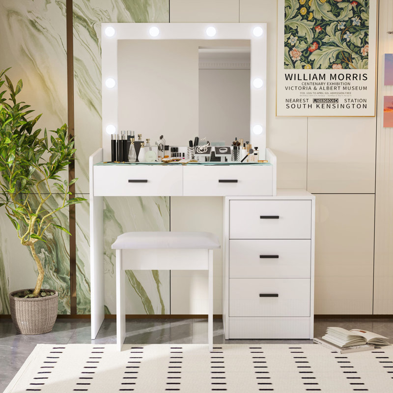 Coiffeuse réglable avec 5 tiroirs