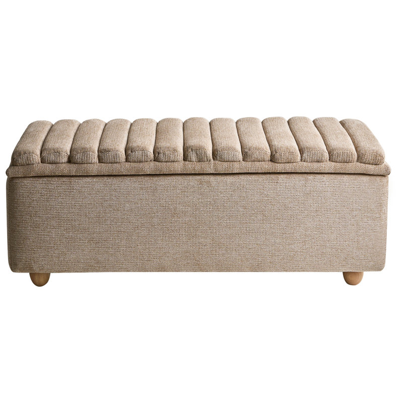 Fabric Upholstered Storage Bench, Beige
