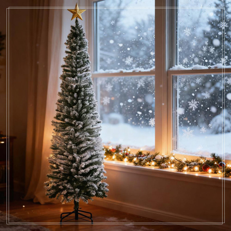 Arbre de Noël floqué avec fausse neige