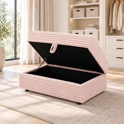 41" Oversized Corduroy Storage Ottoman, Upholstered Footstool with Hidden Storage, Plush Tufted Ottoman Bench for Living Room, Bedroom, Apartment and Office