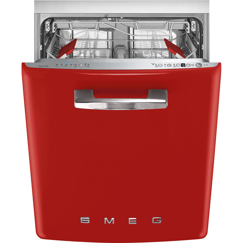 24" Smeg Retro Dishwasher, Red