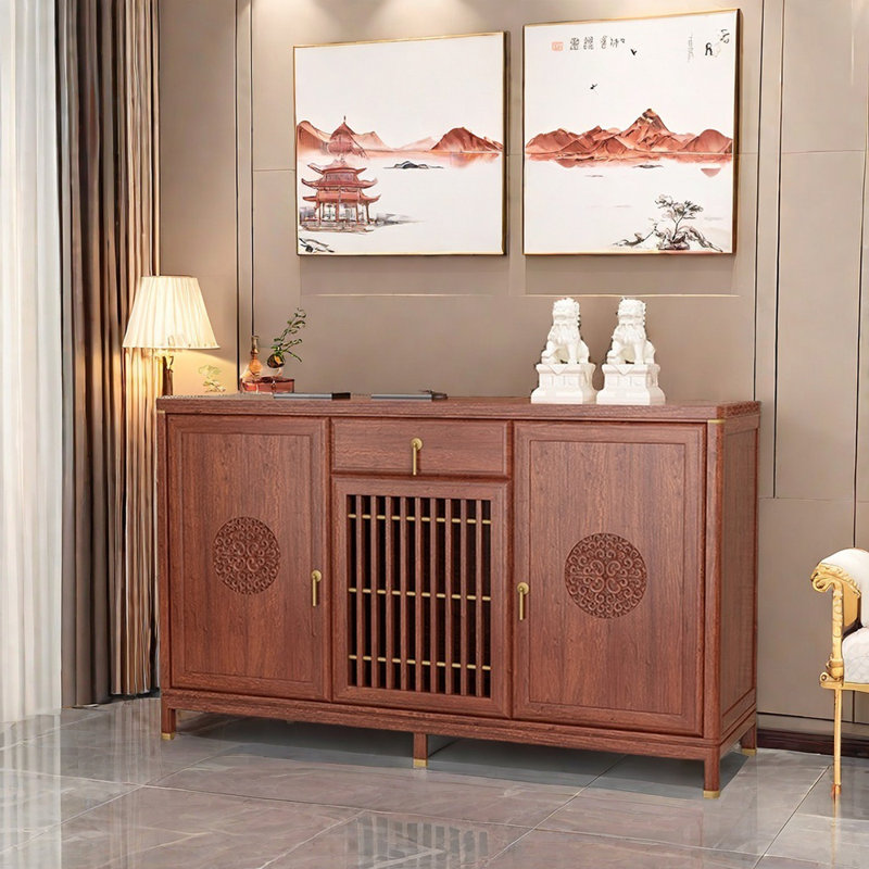 Buffet en bois massif de style chinois, Rouge