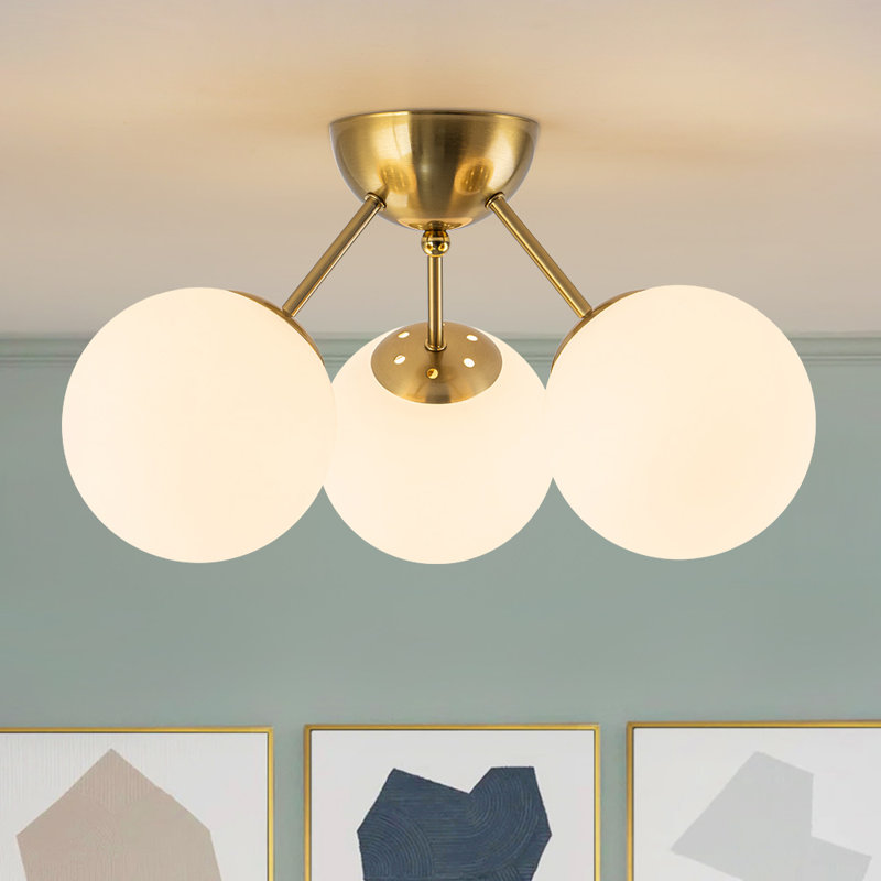 Plafonnier semi-encastré 3 lumières Spoutnik, Blanc
