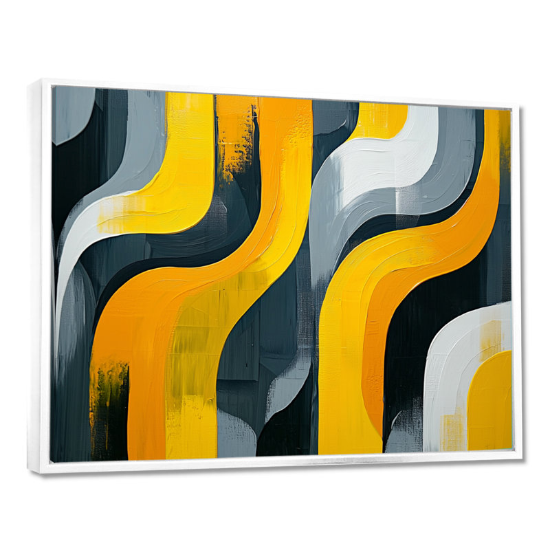 Omound - Abstract Large Wall Art, Cadre flottant, H 24 po x l 32 po, Blanc