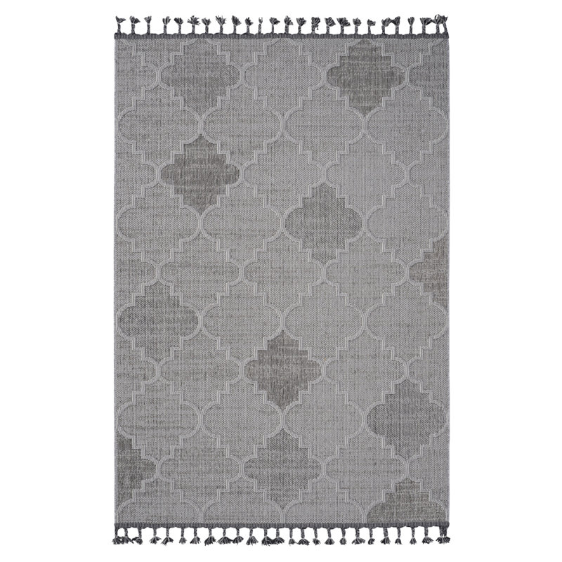 Guros Collection 8X10 White / Grey / Trellis Indoor / Outdoor Area Rug, Rectangle 7'9" x 10'