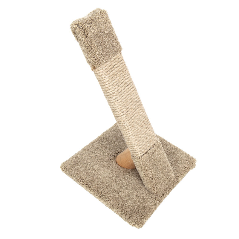 Beige Angled Sisal Cat Scratcher with Carpet Base