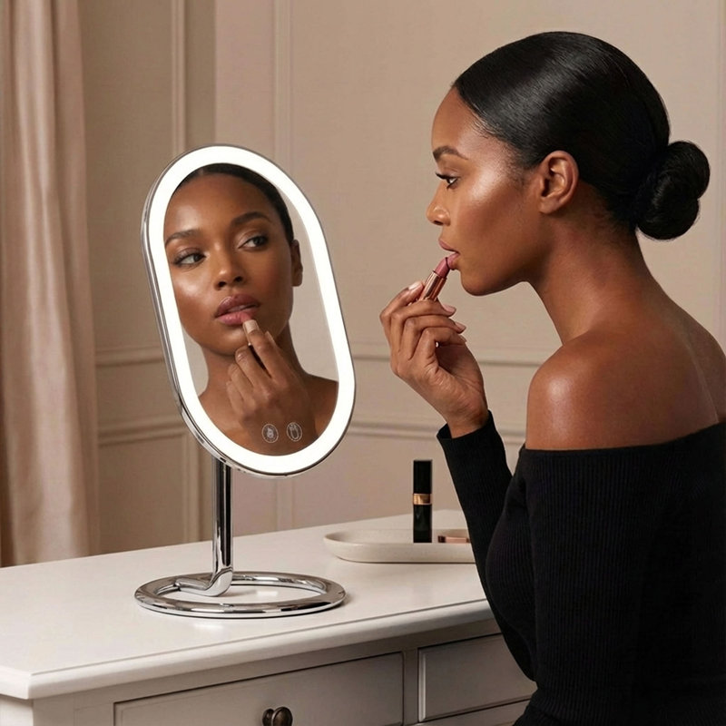 Miroir de maquillage lumineux à DEL moderne rechargeable Frost