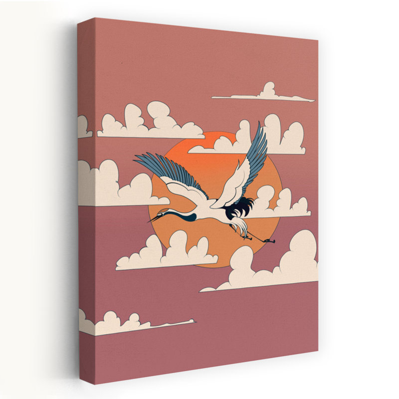 Contemporary Art Elegant Minimalist Serene Bird Landscape Nature Wall Art - Wrapped Canvas Print, 152.4 cm H x 101.6 cm W