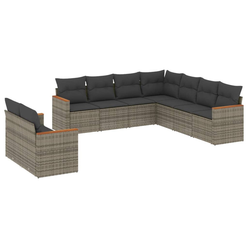 Grand canapé modulaire en rotin PE Vidaxl, Coussin gris / cadre gris