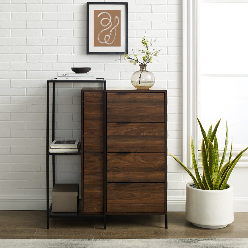 4 - Drawer Chest of Drawers, Dark Walnut