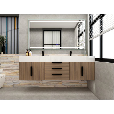 Jessica 72'' Wall-Mounted Single Bathroom Vanity