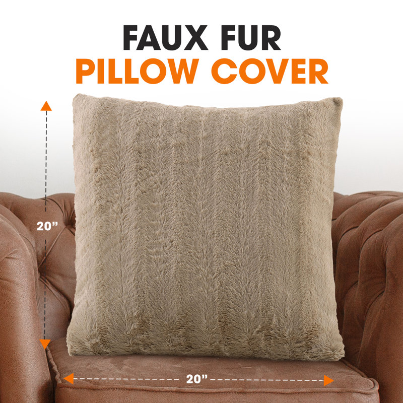 Housse de coussin en similifourrure, Sable, 20 po x 20 po