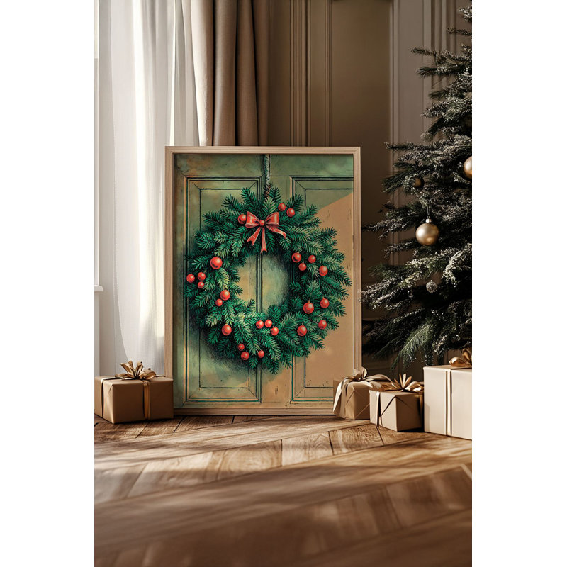 «Festive Christmas», peinture encadrée décorative de 13,0 po x 19,0 po | Cadre 100% bois massif (épaisseur: 0,8 pouce), œuvre d'art 100% MDF | Impression numérique pour des couleurs vives, décoration murale parfaite pour la maison et le bureau