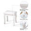 Banc de maquillage rembourré avec tabouret blanc et pieds en bois massif