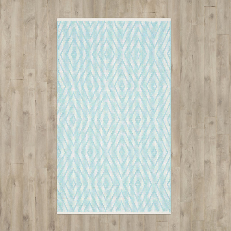 Haqeem Hand Woven Cotton Geometric Rug, Rectangle 8' x 10'