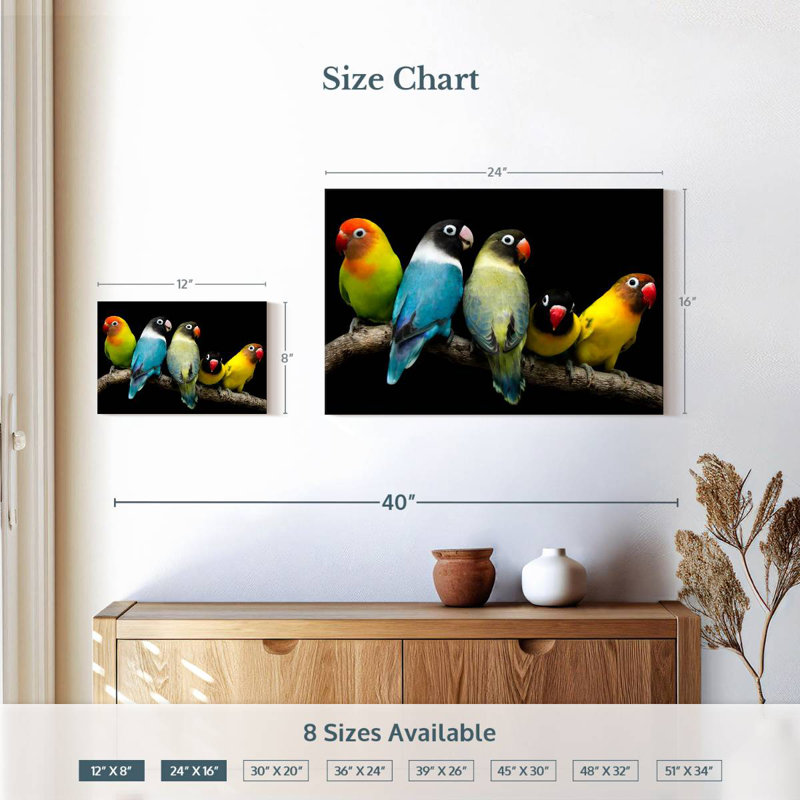 Brampt Five Lovebird Pets, 8" H x 12" W