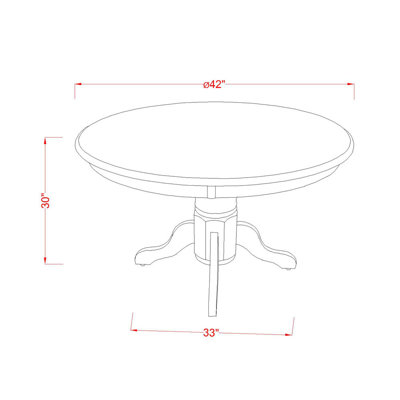 Ensemble de salle à manger 3 pièces pour petits espaces comprenant une table de cuisine ronde avec pied central et 2 chaises, 107 x 107 cm, blanc lin